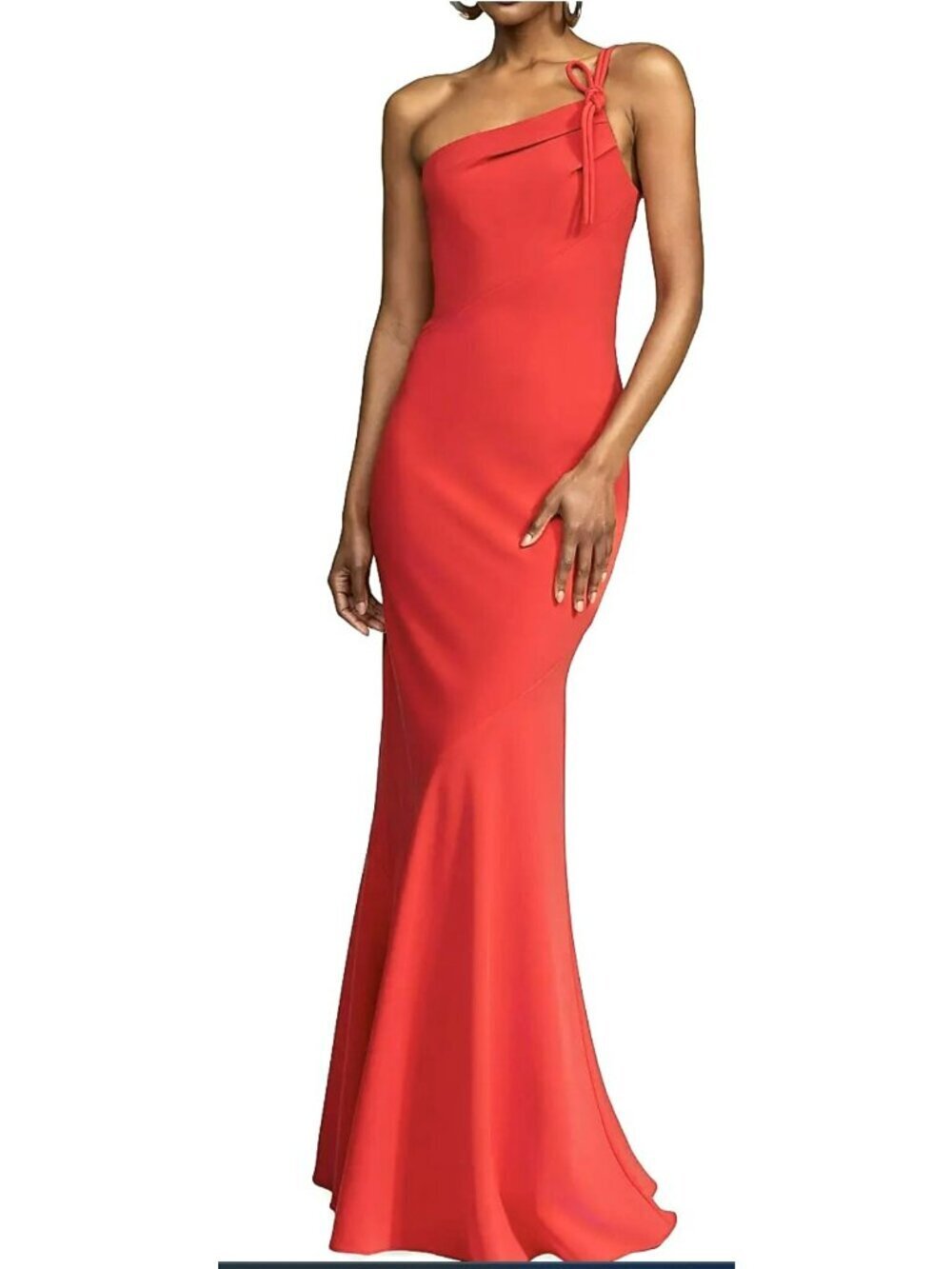 Halston Sybil Red One Shoulder Crepe Maxi Dress Size 6 New